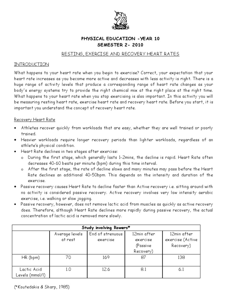 Heart Rate Changes During Exercise | PDF | Heart Rate | Heart