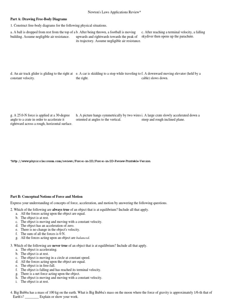 Newton's Laws Practice | PDF | Force | Mass