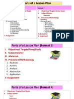 Parts of A Lesson Plan: Format 1 Format 2