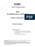 Insight 2016 Mathematical Methods Examination 1 Solutions