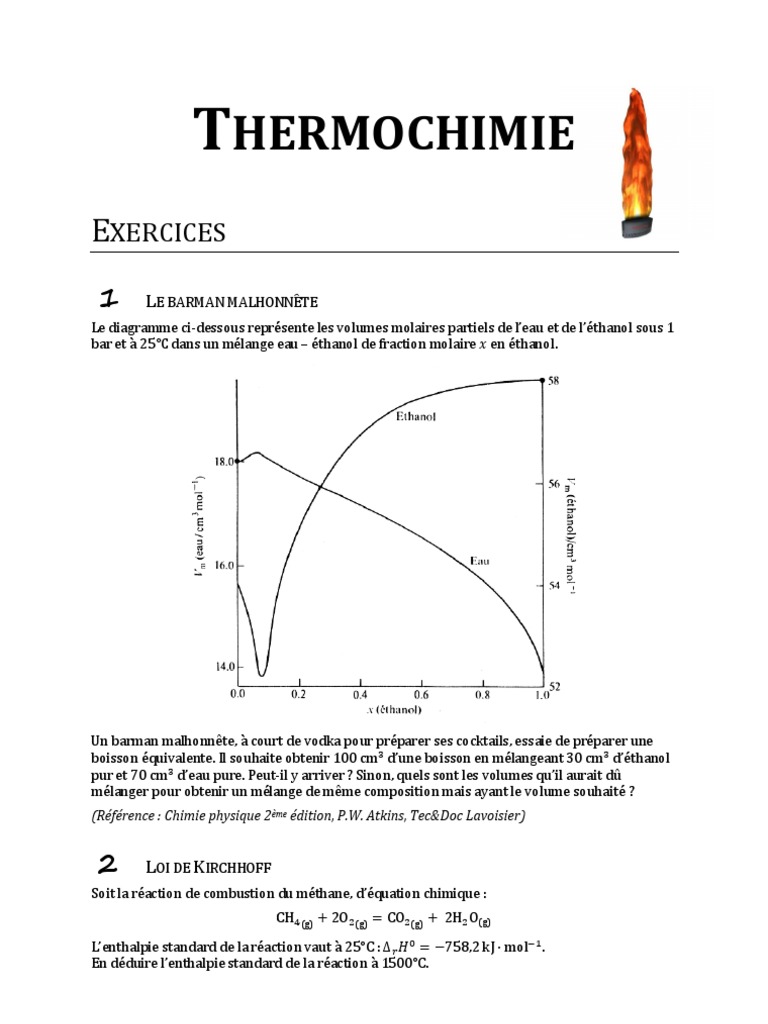 Enthalpie et mélanges en thermochimie | PDF | Capacité thermique ...
