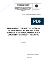Reglamento de Protección de La Aeronave, El Equipaje de Bodega, La Carga, Mensajería, Courier Y Correo - Rsa #10
