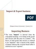 Import & Export Business: Philippine Business Environment 1 Semester 2010