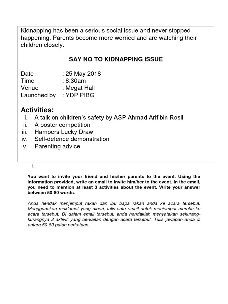 Event Invitation: Kids' Safety Activities | PDF | Social Science | Wellness