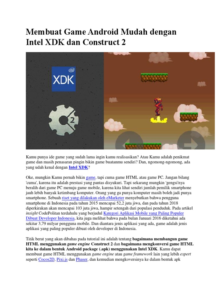 Membuat Game Android Mudah Dengan Intel Xdk Dan Construct 2 Pdf