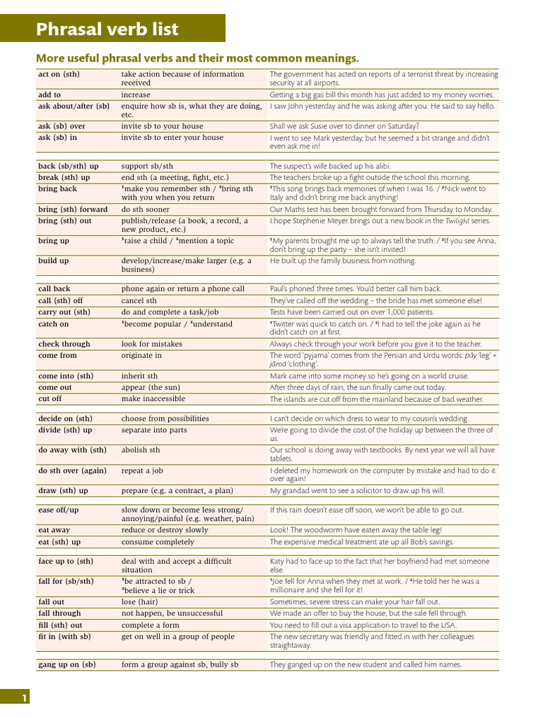 Common Phrasal Verbs Explained | PDF