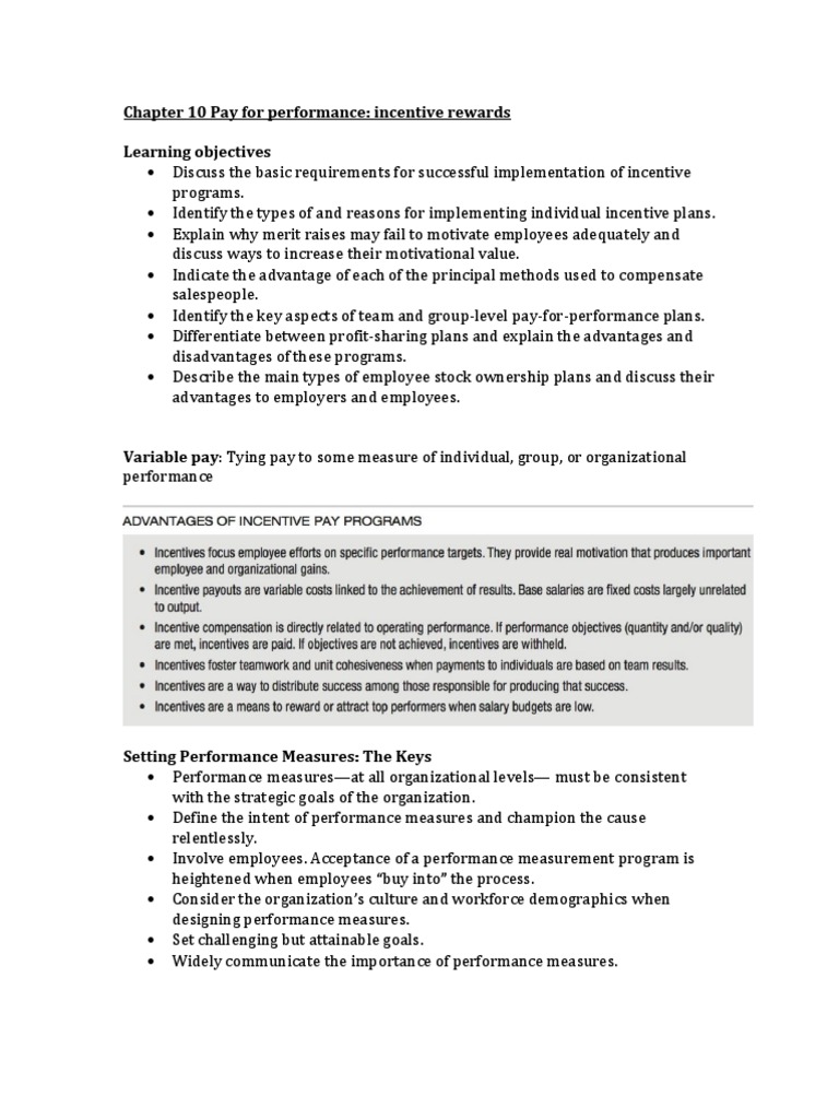 Pay for Performance Incentive Plans | PDF | Piece Work | Salary