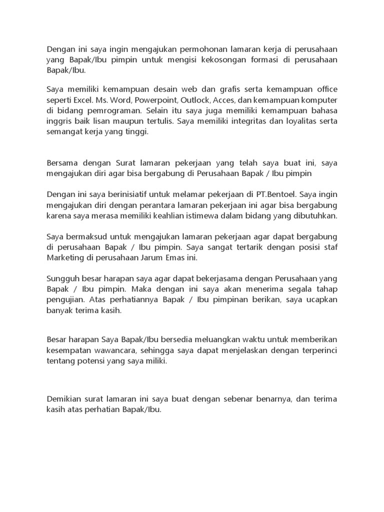 Surat Lamaran Kerja Dosen Bahasa Inggris Hubungan Masyarakat Akademisi