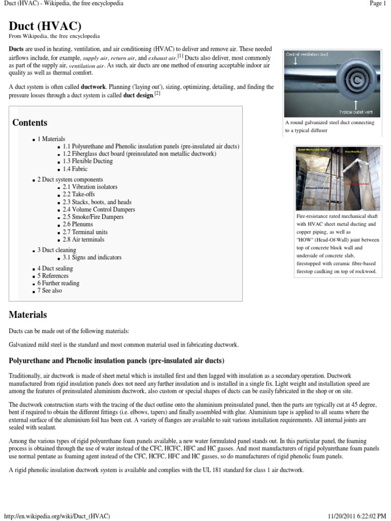 Duct (HVAC) - Wikipedia, The Free Encyclopedia | PDF | Duct (Flow ...