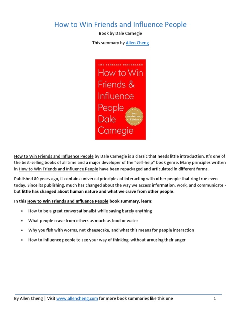 How To Win Friends Pdf Summary Criticism Unrest