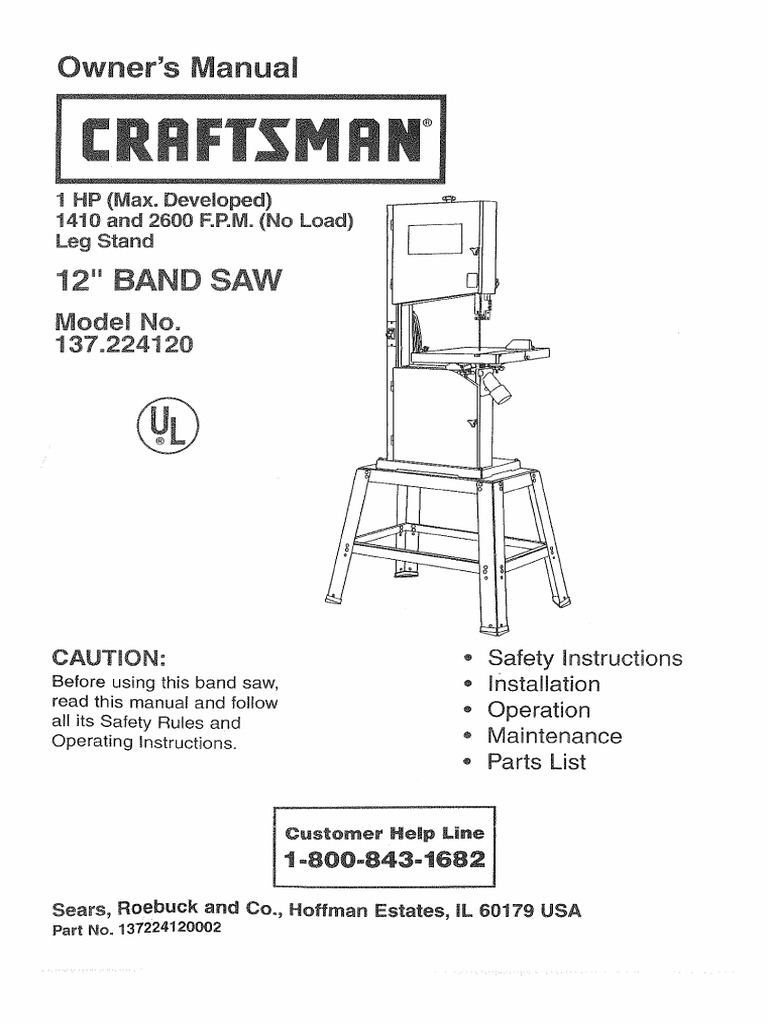Craftsman Band Saw 12 PDF Electrical Connector Switch