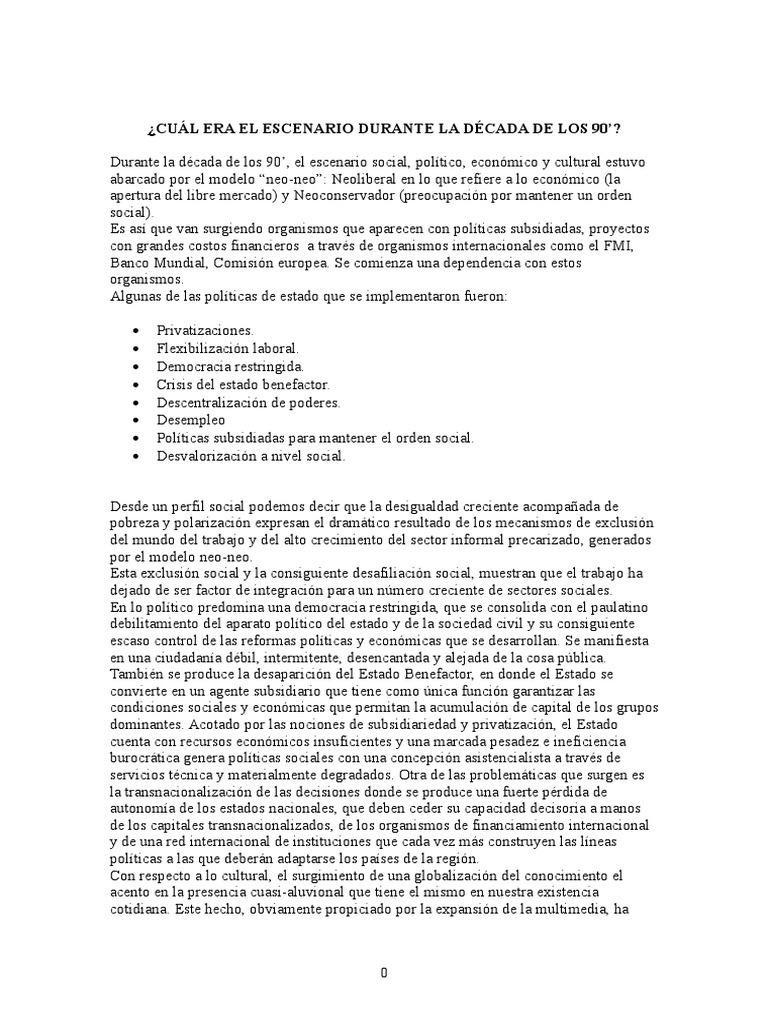 Década de Los 90' en La República Argentina | PDF | Gobierno ...