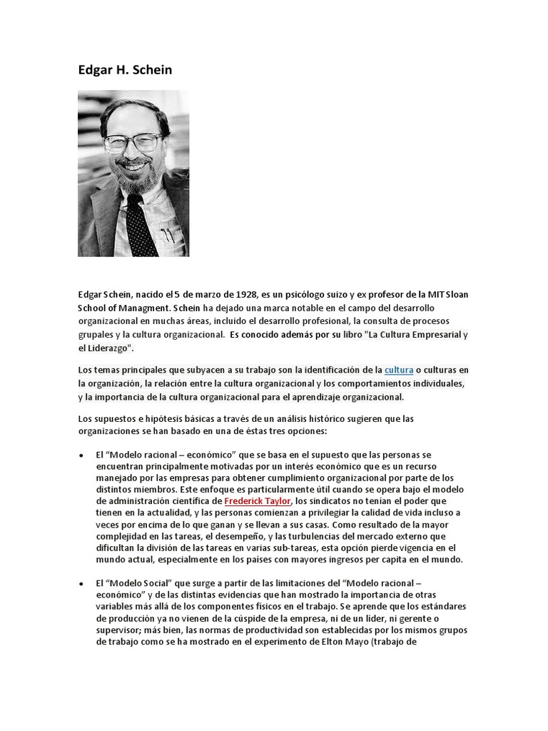 Modelo de Cultura Organizacional de Schein | PDF | Cultura ...