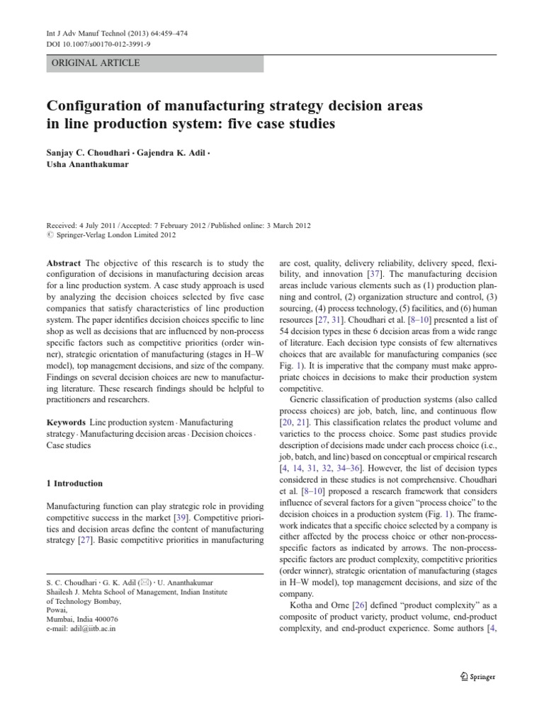 Manufacturing Strategy in Line Production | PDF | Case Study | Cognition