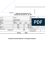 Sharp Eye Advertising Pvt. Ltd. Pay Slip For The Month Of: Jan 2017