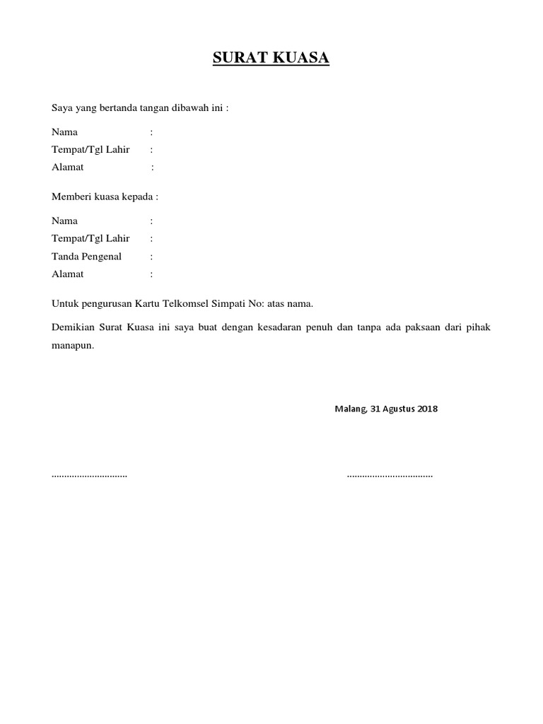Download 73+ Contoh Surat Surat Kuasa Terbaik Dan Terbaru