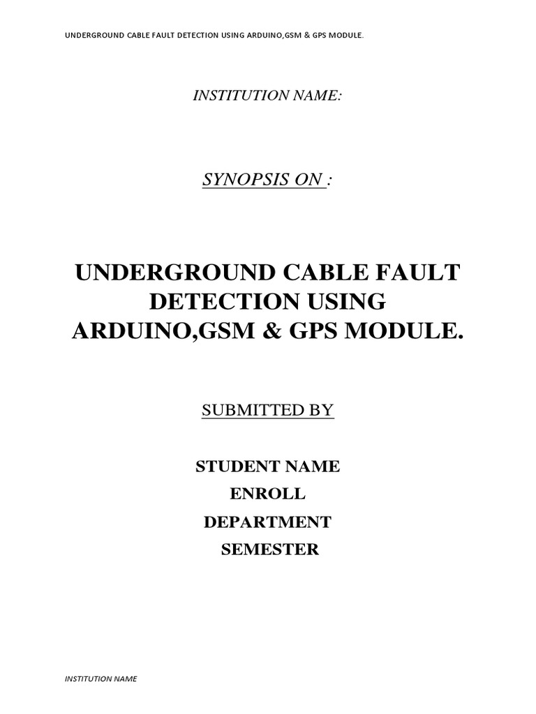 Synopsis On Underground Cable Fault Detection PDF Power Engineering