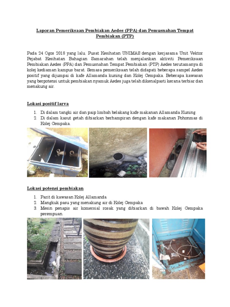 Laporan Pemeriksaan Pembiakan Aedes Pdf