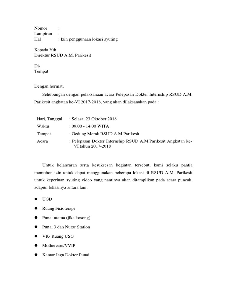 Surat Izin Syuting