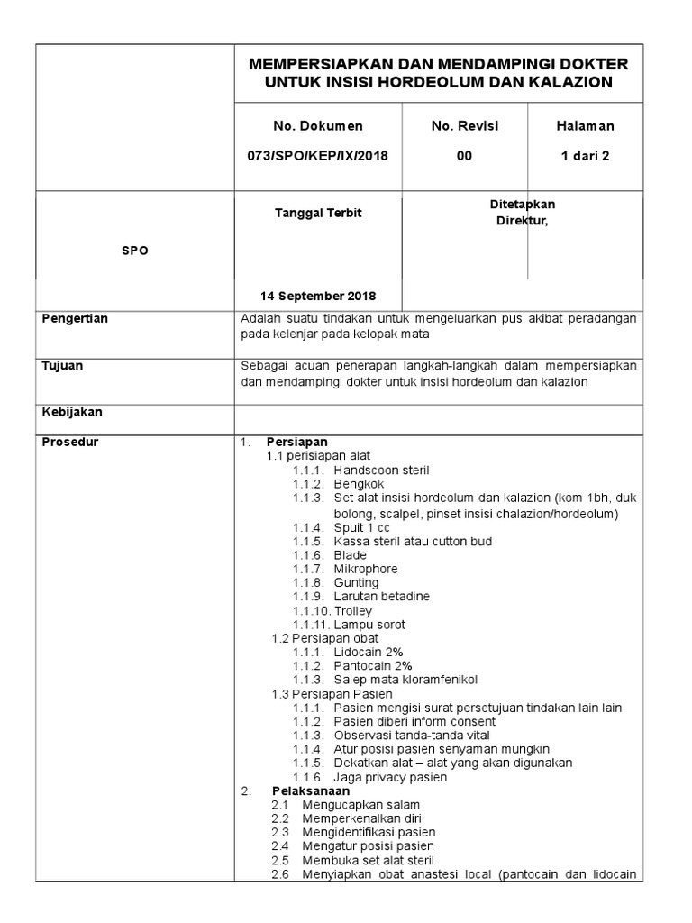 Mempersiapkan Dan Mendampingi Dokter Untuk Insisi Hordeolum Dan ...