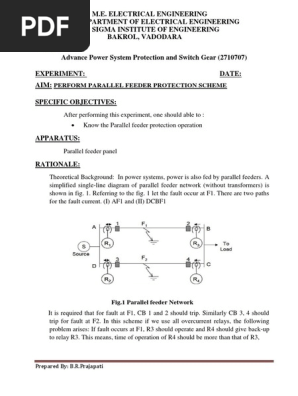 Parallel Feeder Relay Electric Power