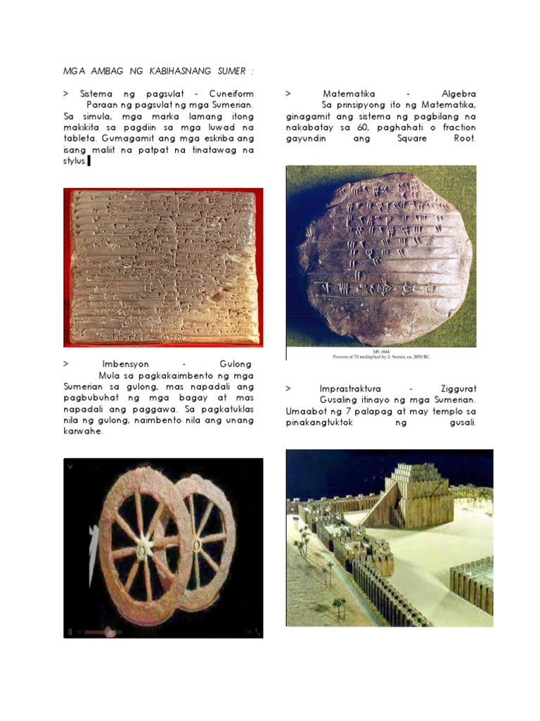 Mga Ambag Ng Kabihasnang Sumer