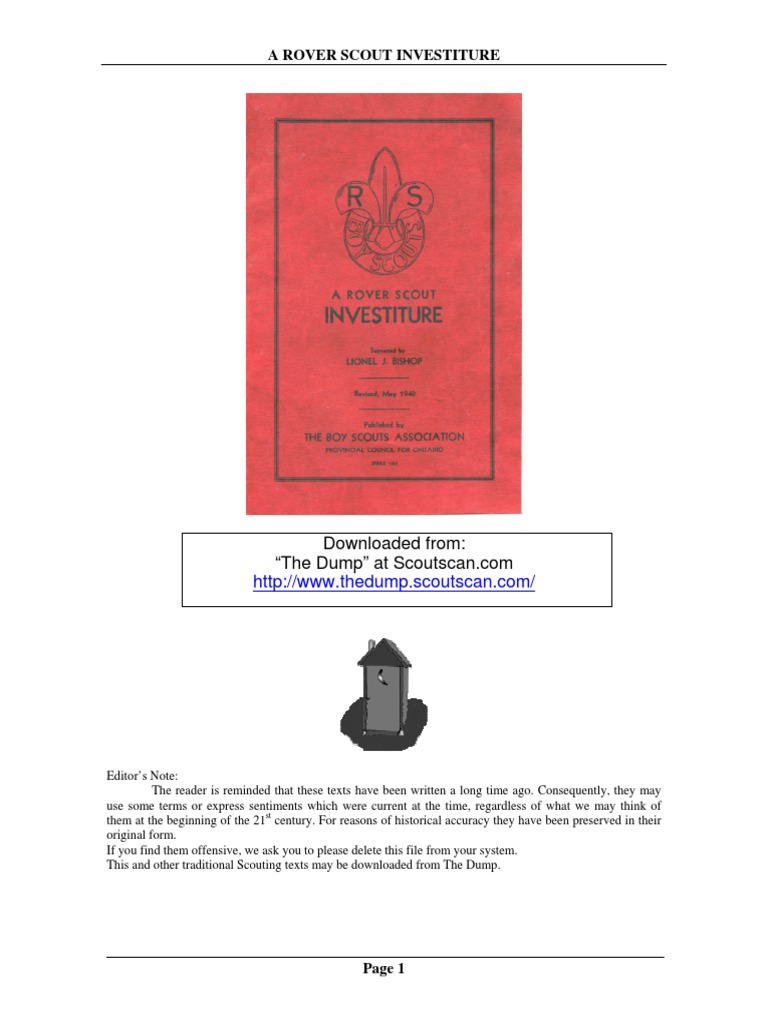 Rover Scout Investiture Ceremony Guide | PDF | Lord's Prayer | Altar