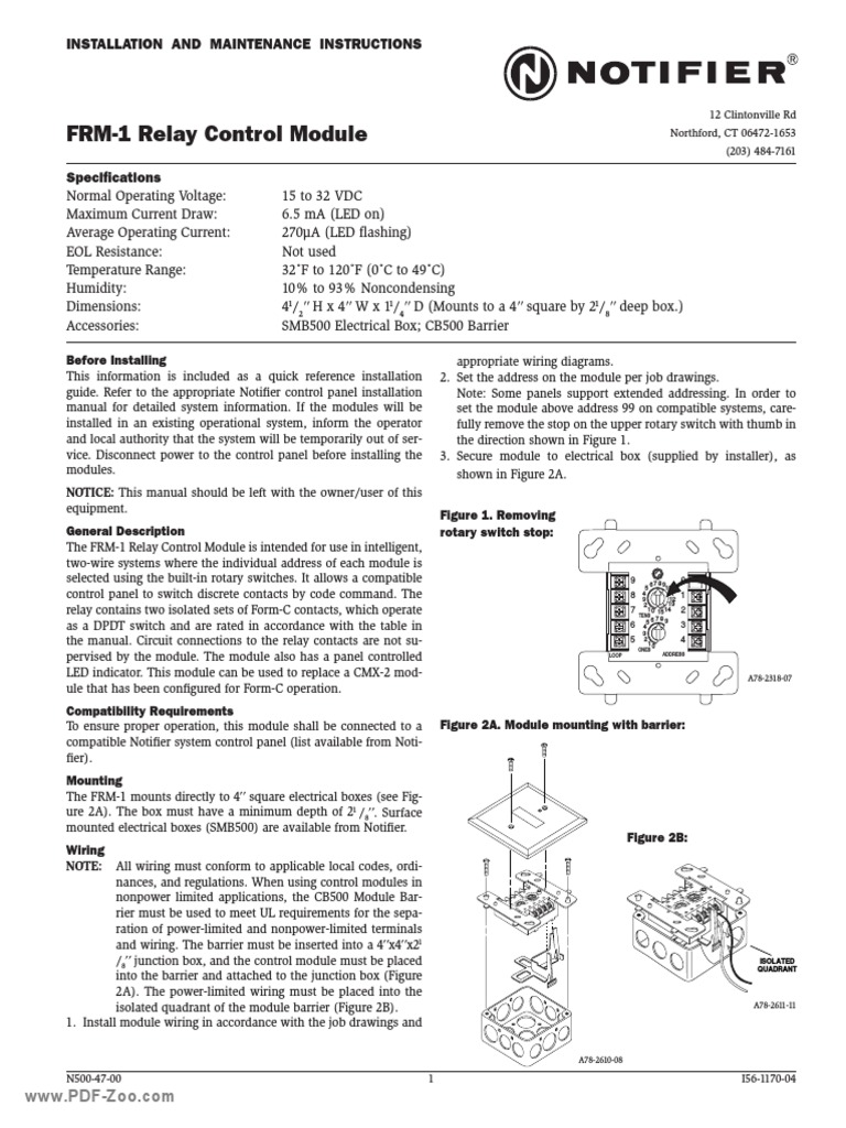 Notifier FRM 1 Relay Control Module PDF PDF Relay Switch