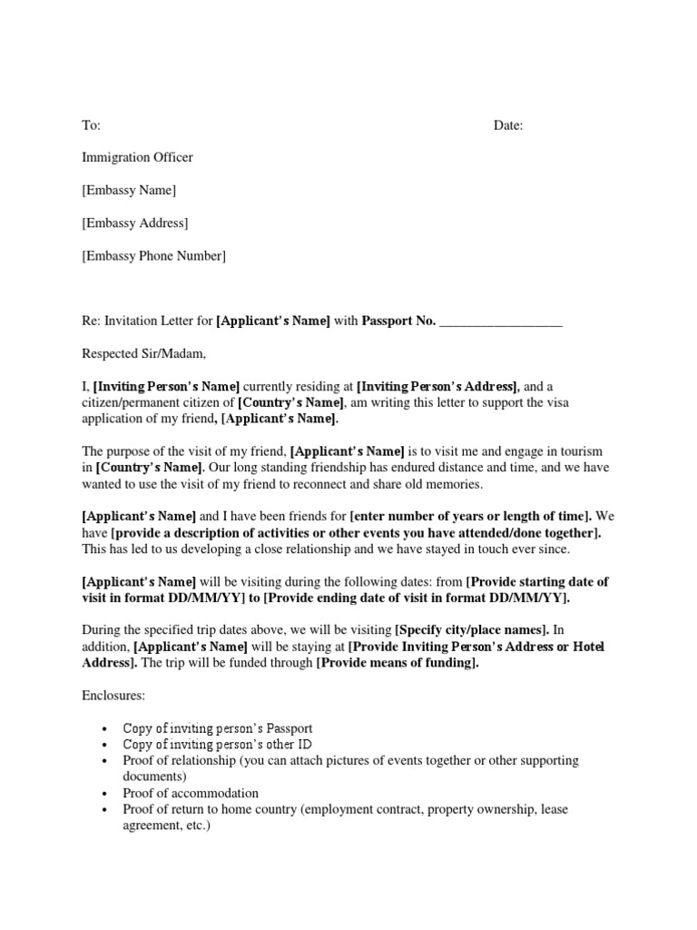 Template of Invitation Letter