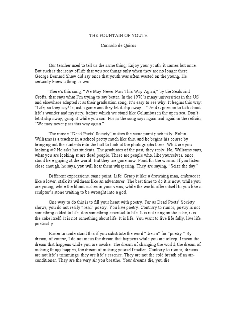 The Fountain of Youth Poetry