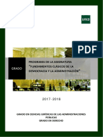 Programa Fundamentos Clásicos de La Democracia y La Administración 2017-2018