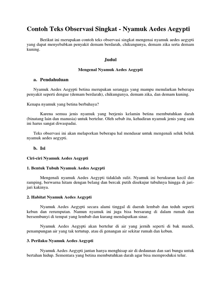 Contoh Teks Observasi Singkat | PDF