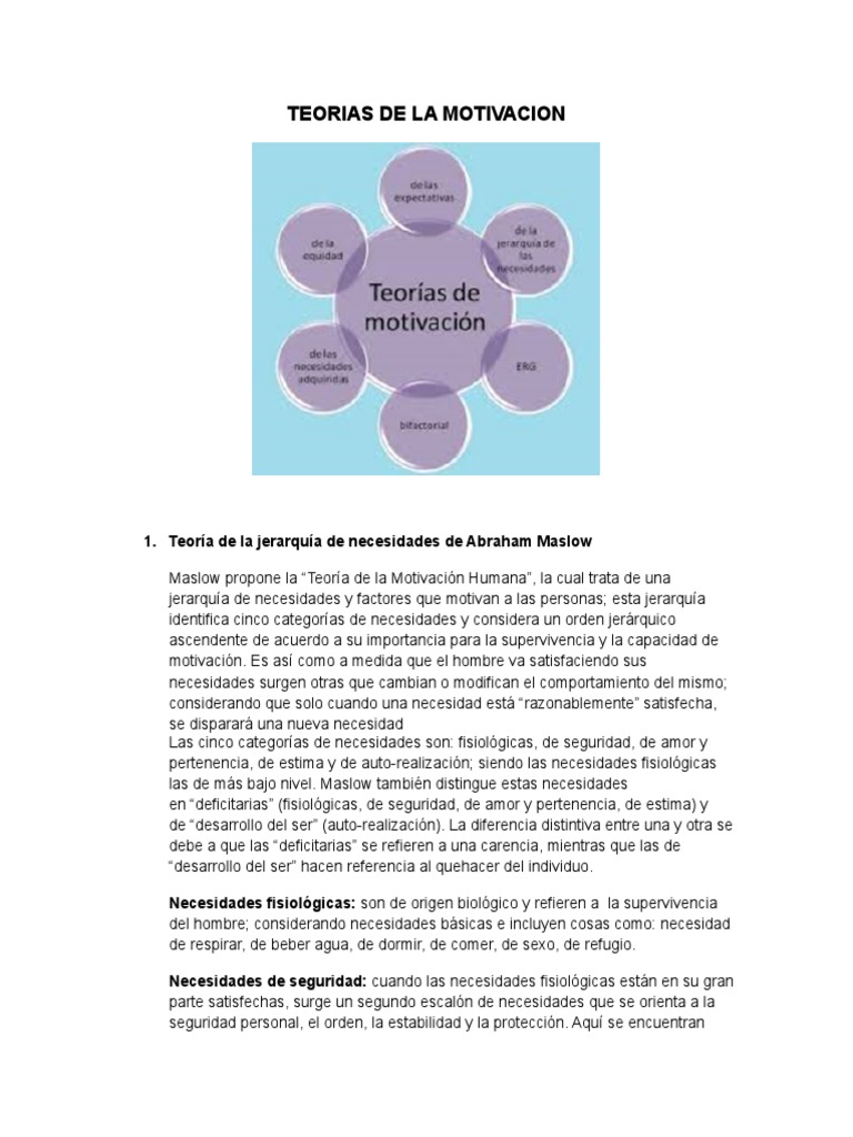 Teorias de La Motivacion | PDF | Motivación | Motivacional
