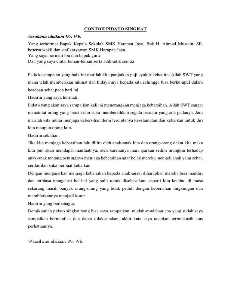 Contoh Pidato Singkat
