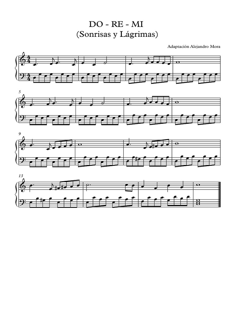 Do Re Mi Sonrisas Y Lagrimas Partitura Piano