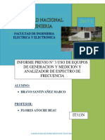 USO DE EQUIPOS DE GENERACION Y MEDICION Y ANALIZADOR DE ESPECTRO DE FRECUENCIA