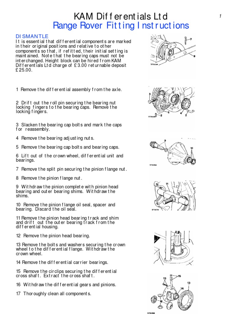 Range Rover Differential Fitting Guide | PDF | Nut (Hardware) | Bearing ...