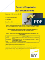 Corporate Squash Tournament Flier - 3 Nov 2018