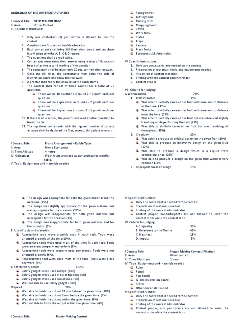 Guidelines of The Different Activities | PDF