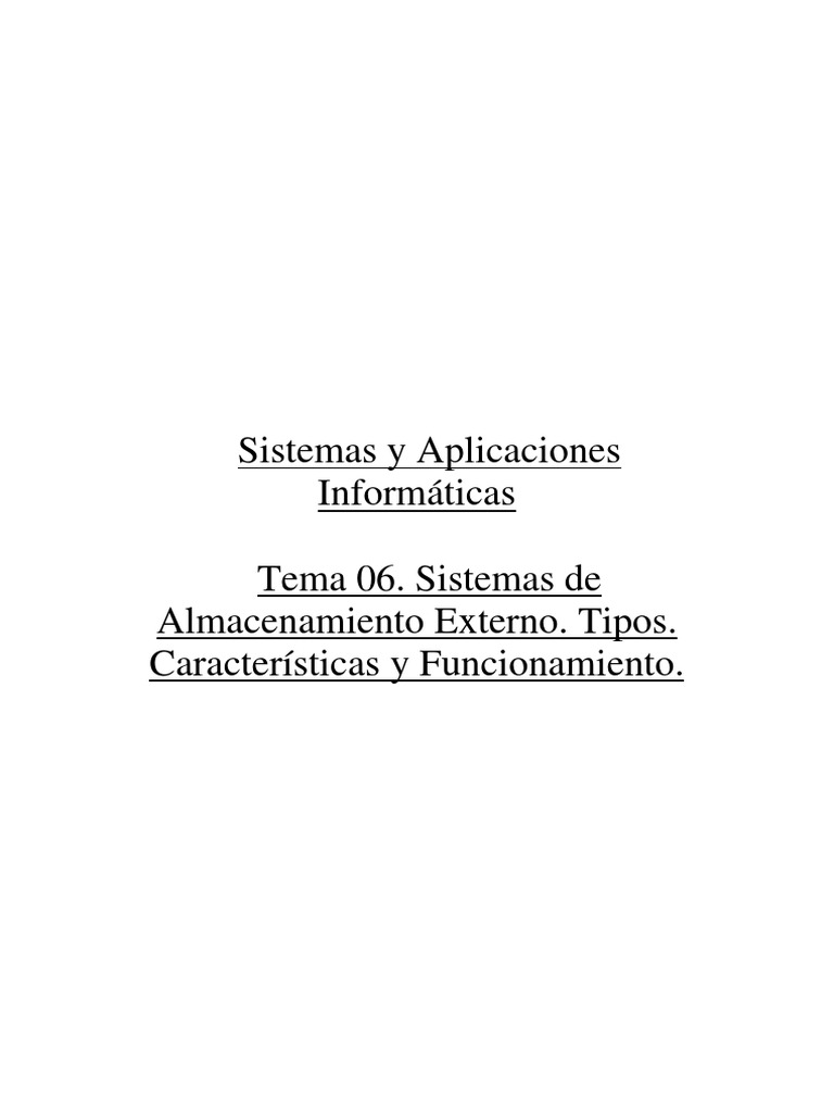 Sistemas de Almacenamiento Externo. Tipos. Características y Funcionamiento PDF Disco duro