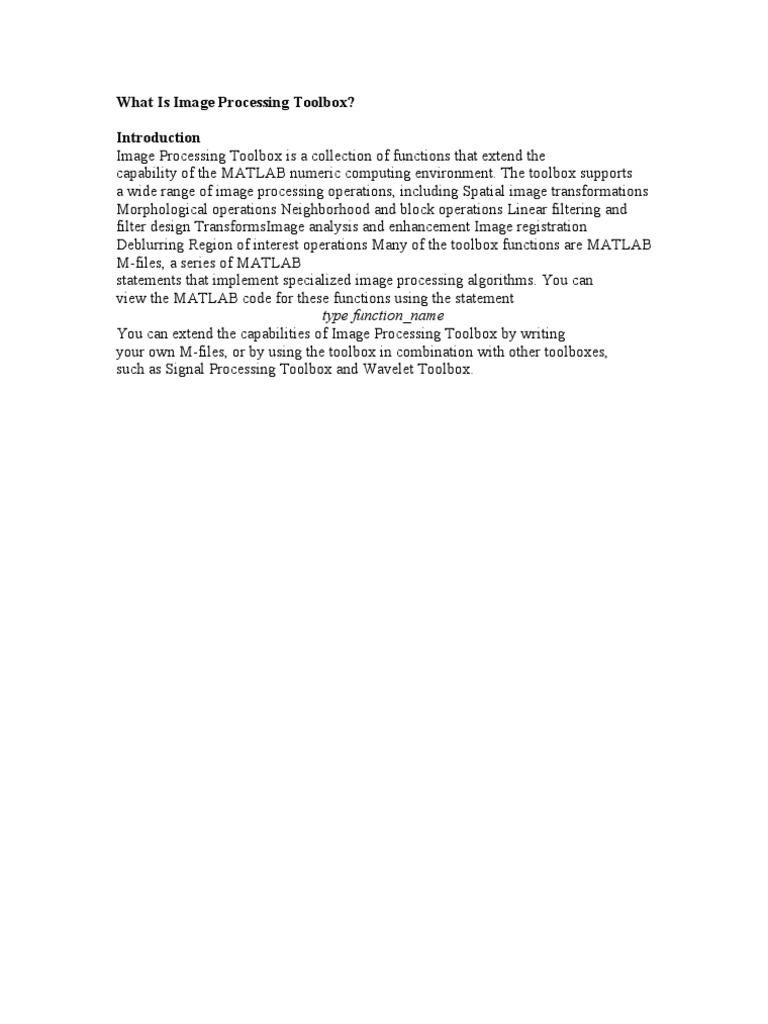 What Is Image Processing Toolbox?: Type Function - Name | PDF | Art ...