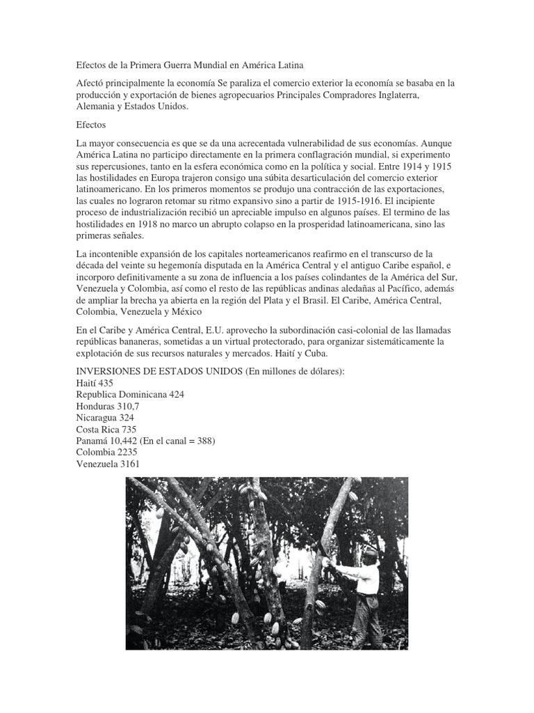 Efectos de La Primera Guerra Mundial en América Latina | PDF | America ...