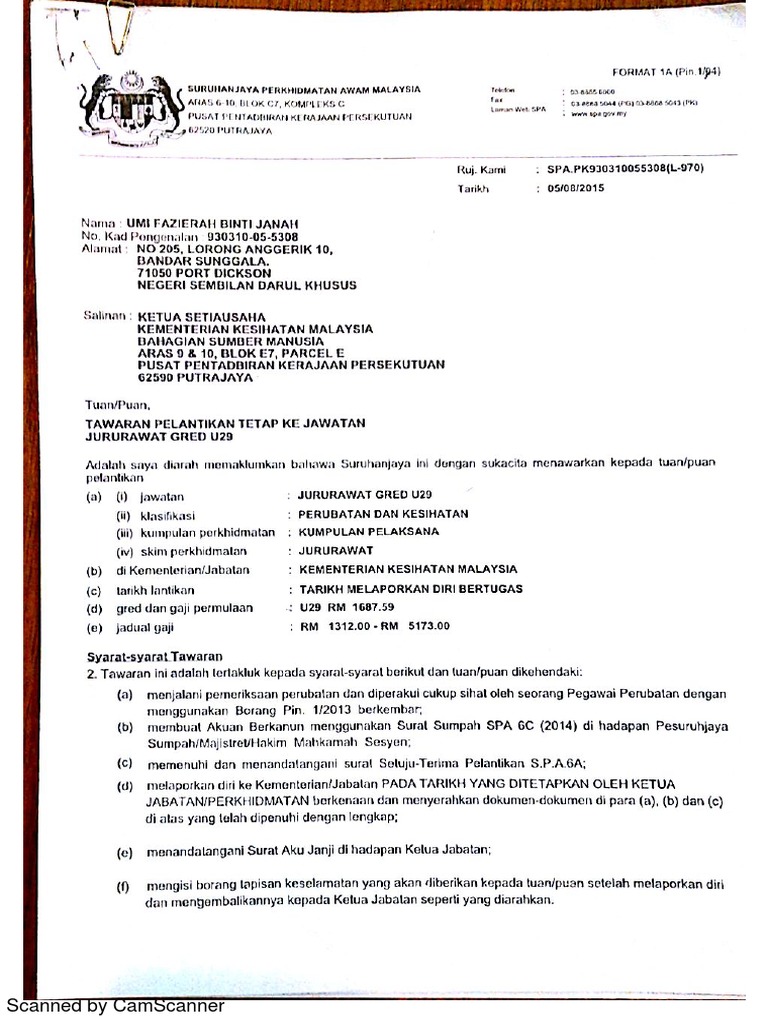 Surat Tawaran Kerja Pdf