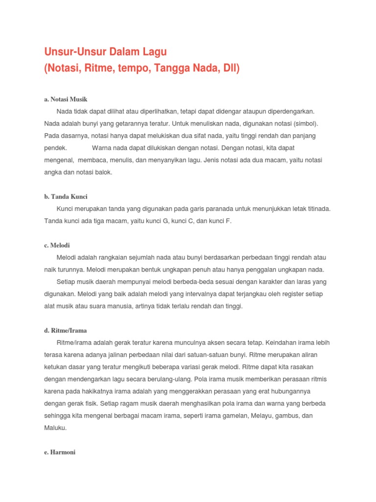 Unsur Unsur Dalam Lagu