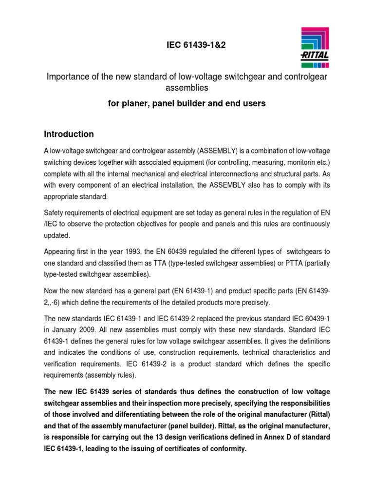 IEC 61439-1 & 2: Low-Voltage Standards | PDF | Verification And