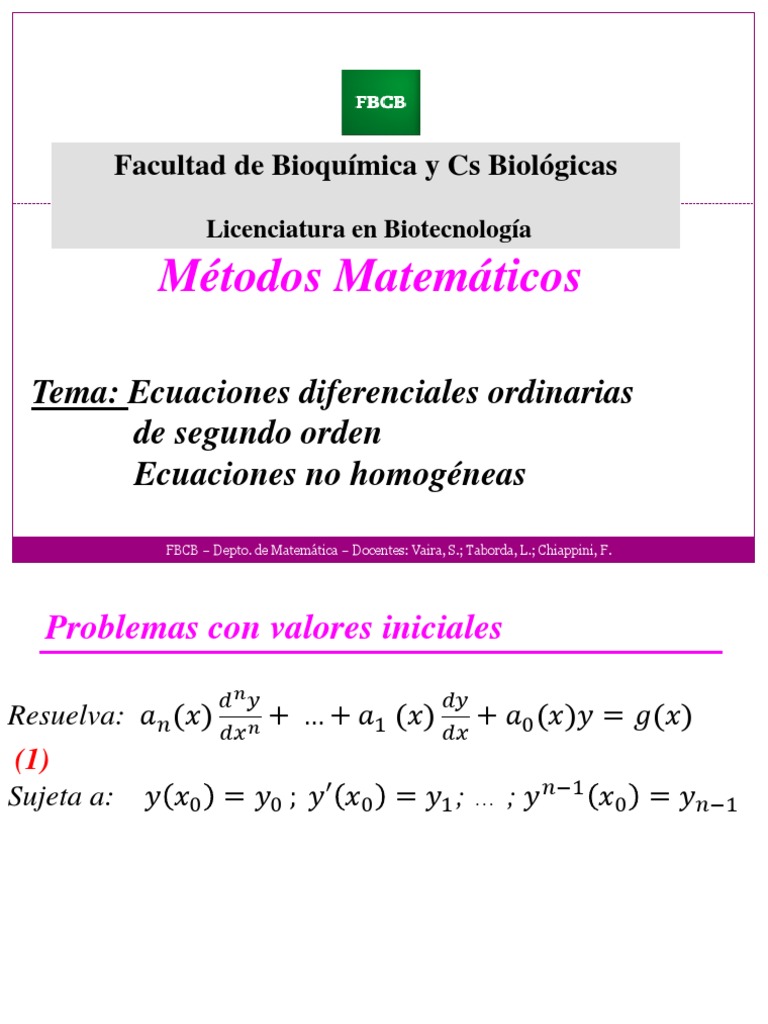Métodos Matemáticos Tema Ecuaciones diferenciales