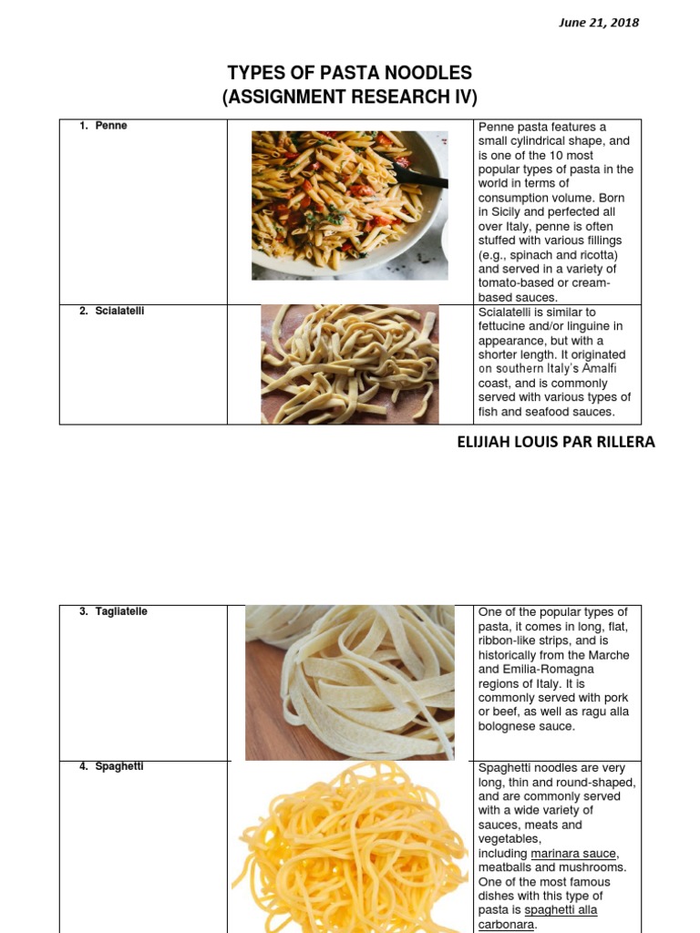 exploring pasta assignment answer key