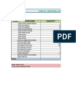 Task #3 - Material List For Four Bedrooom House: Item# Item Name Quantity