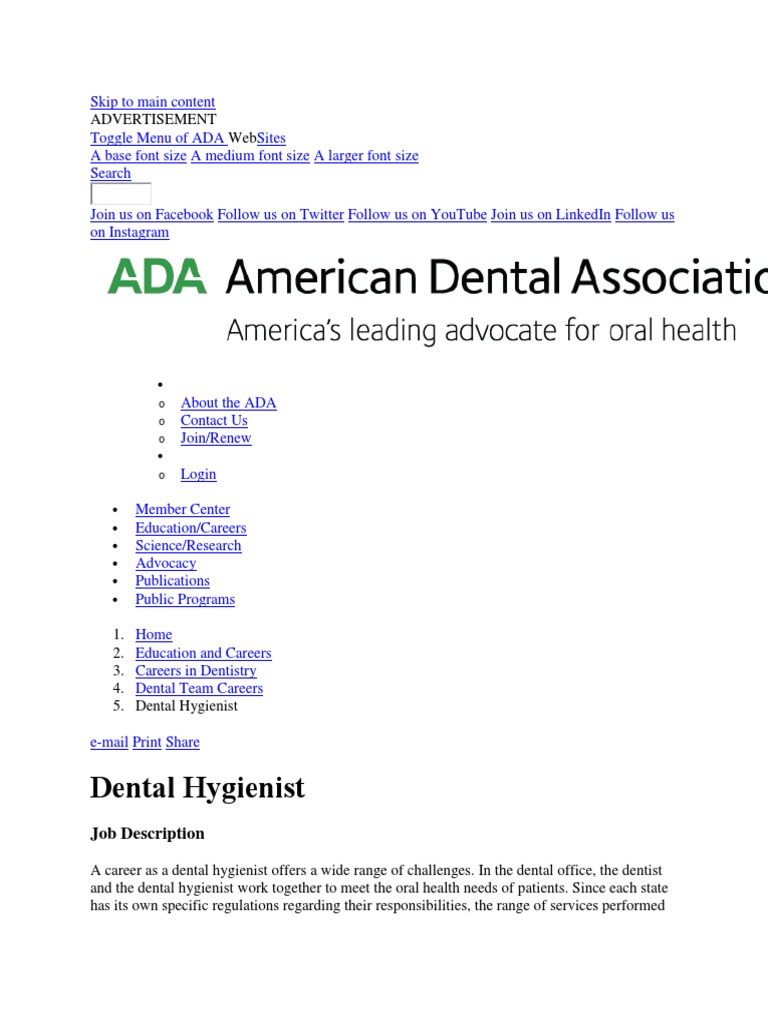 Dental Hygienist: Job Description | Download Free PDF | Dental ...
