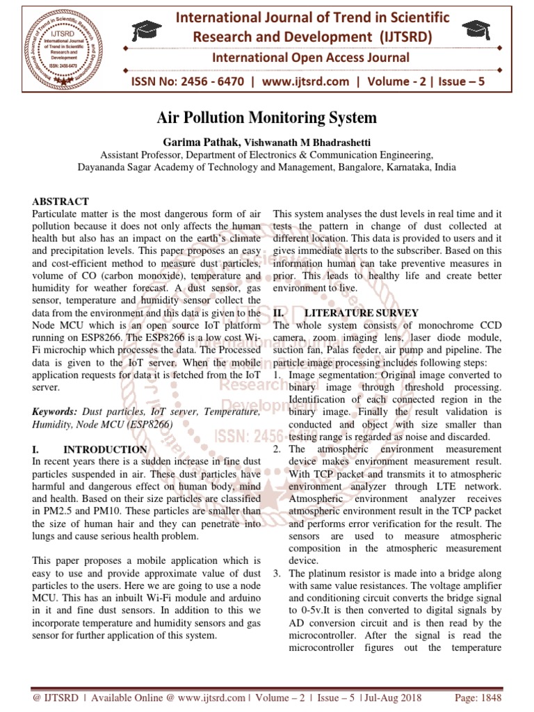 Air Pollution Monitoring System Using IoT | PDF | Sensor | Internet Of ...
